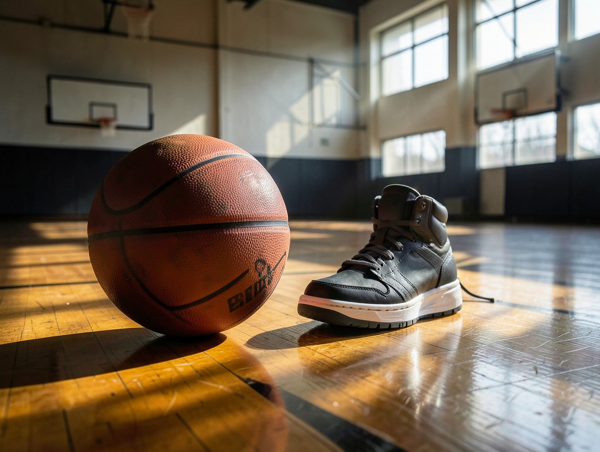Balón de básquetbol sobre una cancha